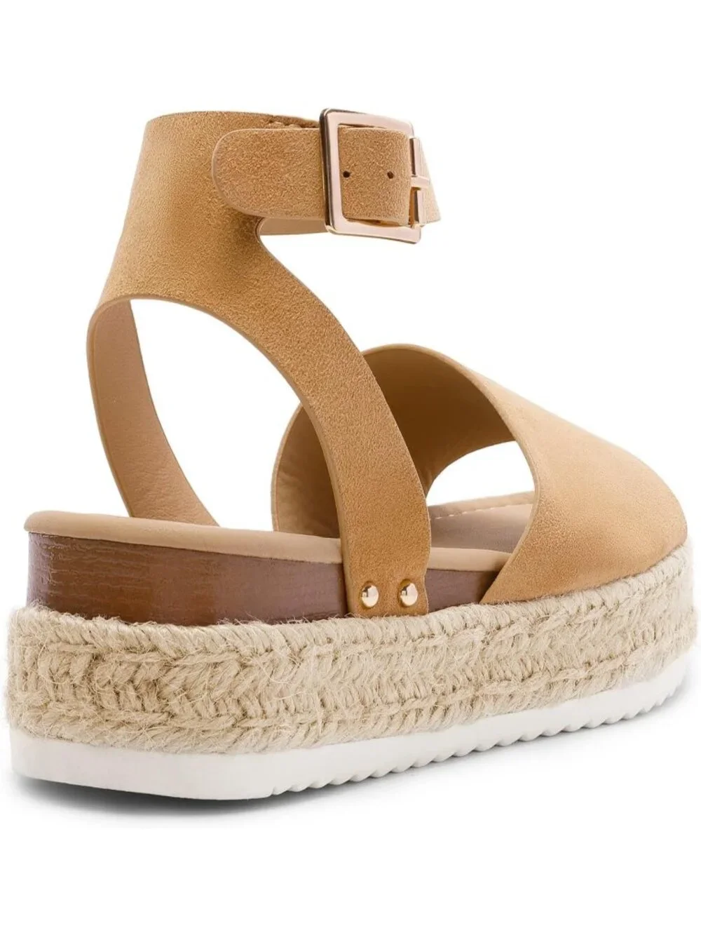 Women's Camal Comfortable Platform Espadrilles Ankle Strap Wedge Sandal Shoes